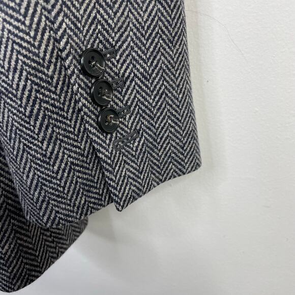 Theory Black Gray Slim Button Jacket Abbot Knit Chevron Herringbone Stretch 8 - Picture 7 of 16